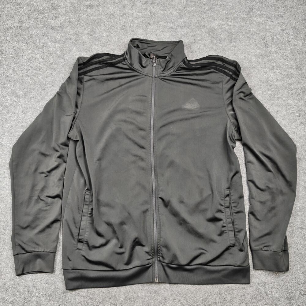 Adidas Track Jacket Mens Large Gray PRIMEGREEN Full Zip Jersey Athletic